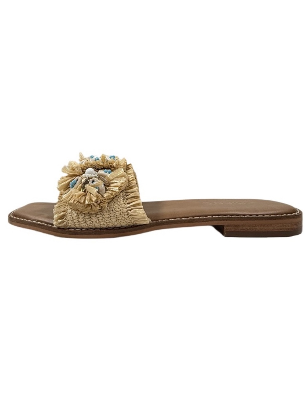CHICOS | Seashell Rhinestone Raffia Slides Sandals Summer Beach Vacation Resort